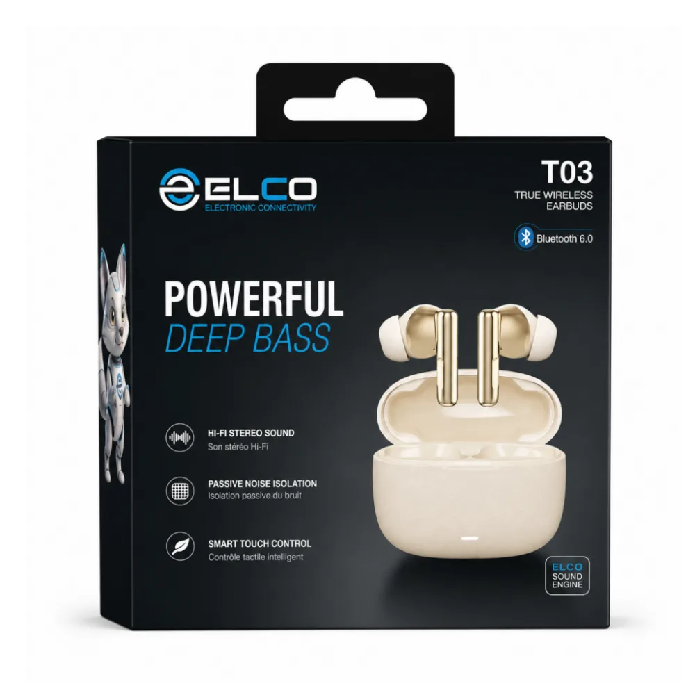 ELCO WIRELESS EARBUDS T03 BEIGE