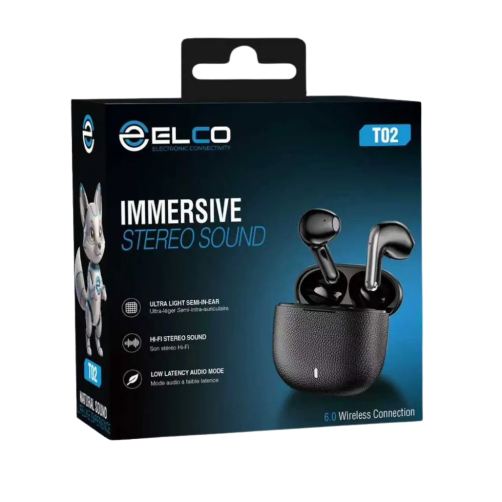 ELCO WIRELESS EARBUDS T02 BLACK