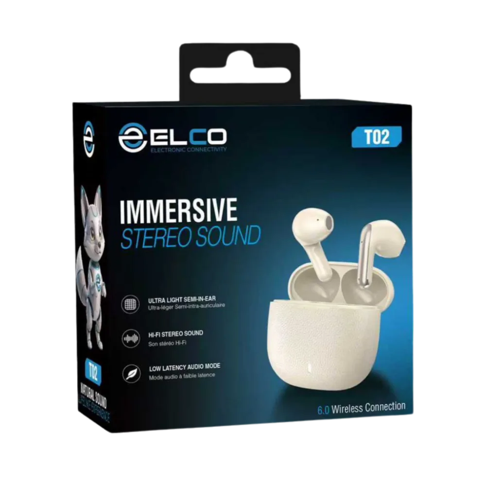 ELCO WIRELESS EARBUDS T02 BEIGE